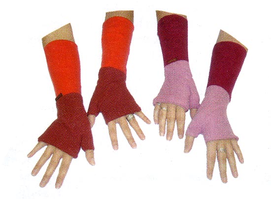 These colorful mitts are available in hemp, cotton or Lycra.